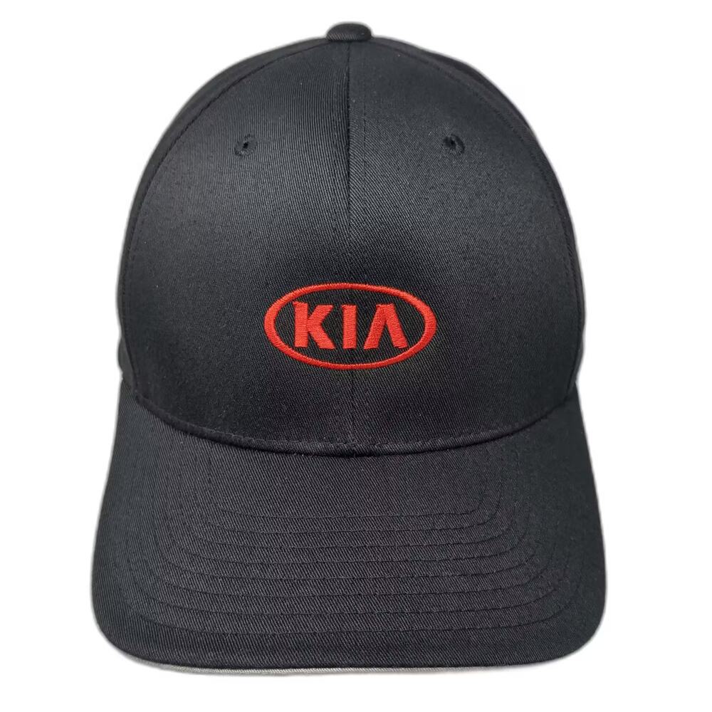WearGuard KIA Logo Baseball Cap Hat Black Red Size L Flexfit Embroidered Curved